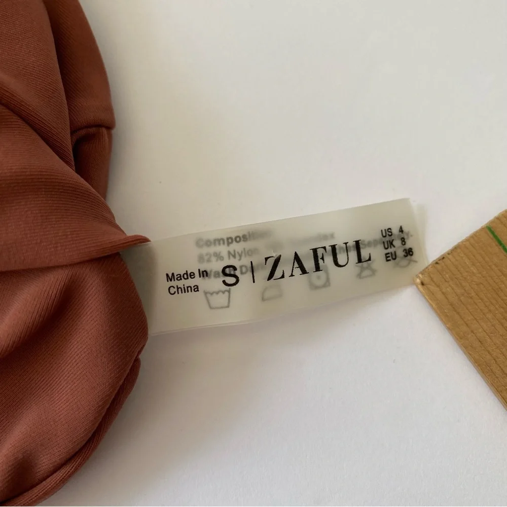 Zaful Bikini Top Tie-Front rust size small‎